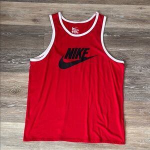 Nike Red Sleeveless Top with Black Logo